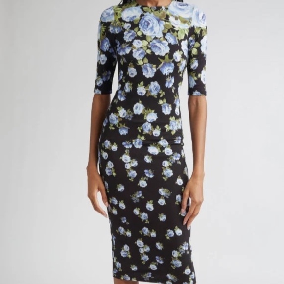 Unworn Alice + Olivia Delora Floral Jersey Midi Dress - Picture 2 of 10